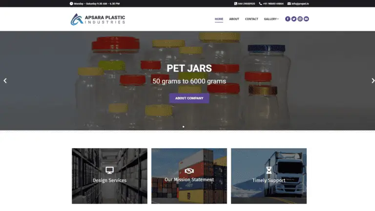Apsara Plastic Industries Website by Elohim Software Solutions