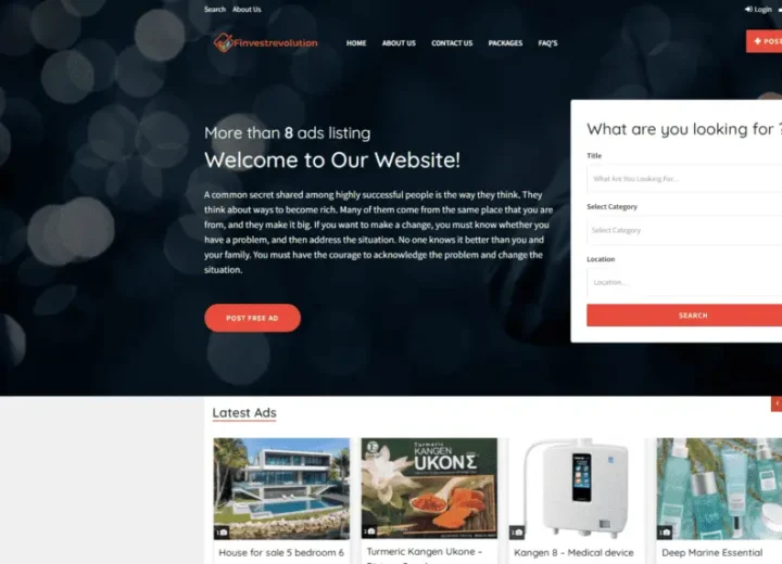 Finvestrevolution Classified Website by Elohim Software Solutions